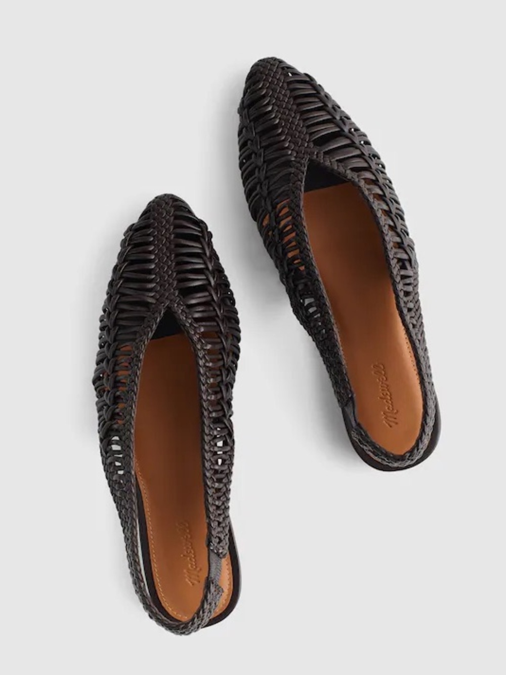 NWT Madewell The Harpor Woven Leather Slingback Flats Dark Carob Sz 5.5